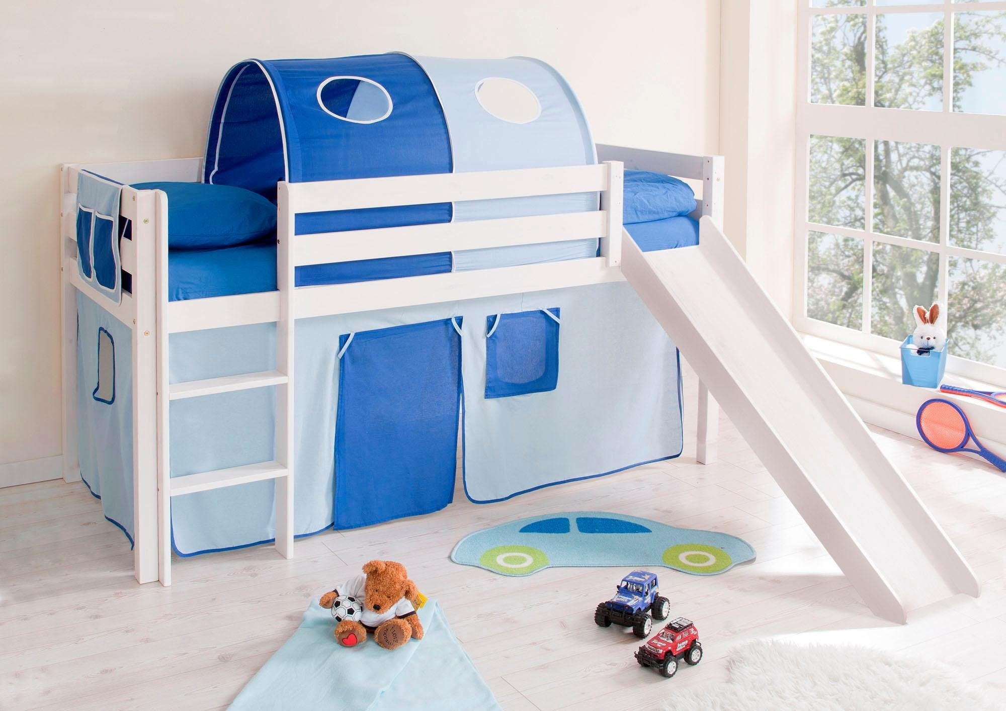 Ticaa Hochbett »Manuel« mit Rollrost und Textil-Set wahlweise mit Matratze, Kiefer