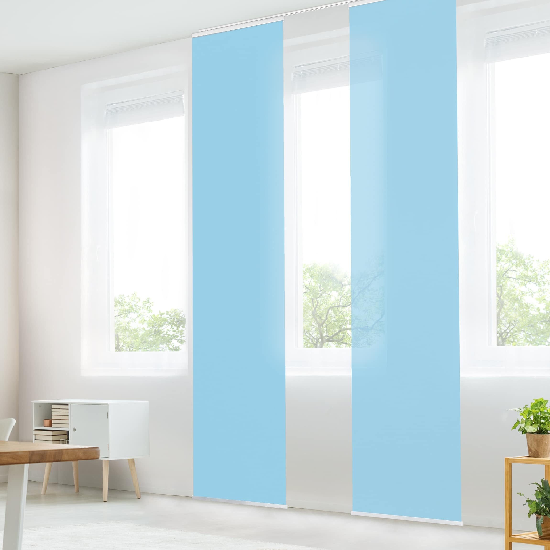 Bilderdepot24 Schiebegardine modern Flächenvorhang blickdicht Pastellblau, günstig online kaufen