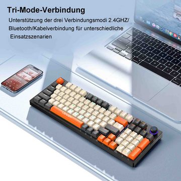 Diida Bluetooth-Tastatur, Tri-Mode-Verbindung, alle Tasten sind konfliktfrei PC-Tastatur (20 RGB-Beleuchtungseffekte, Hot-Swap-fähig für alle Tasten)