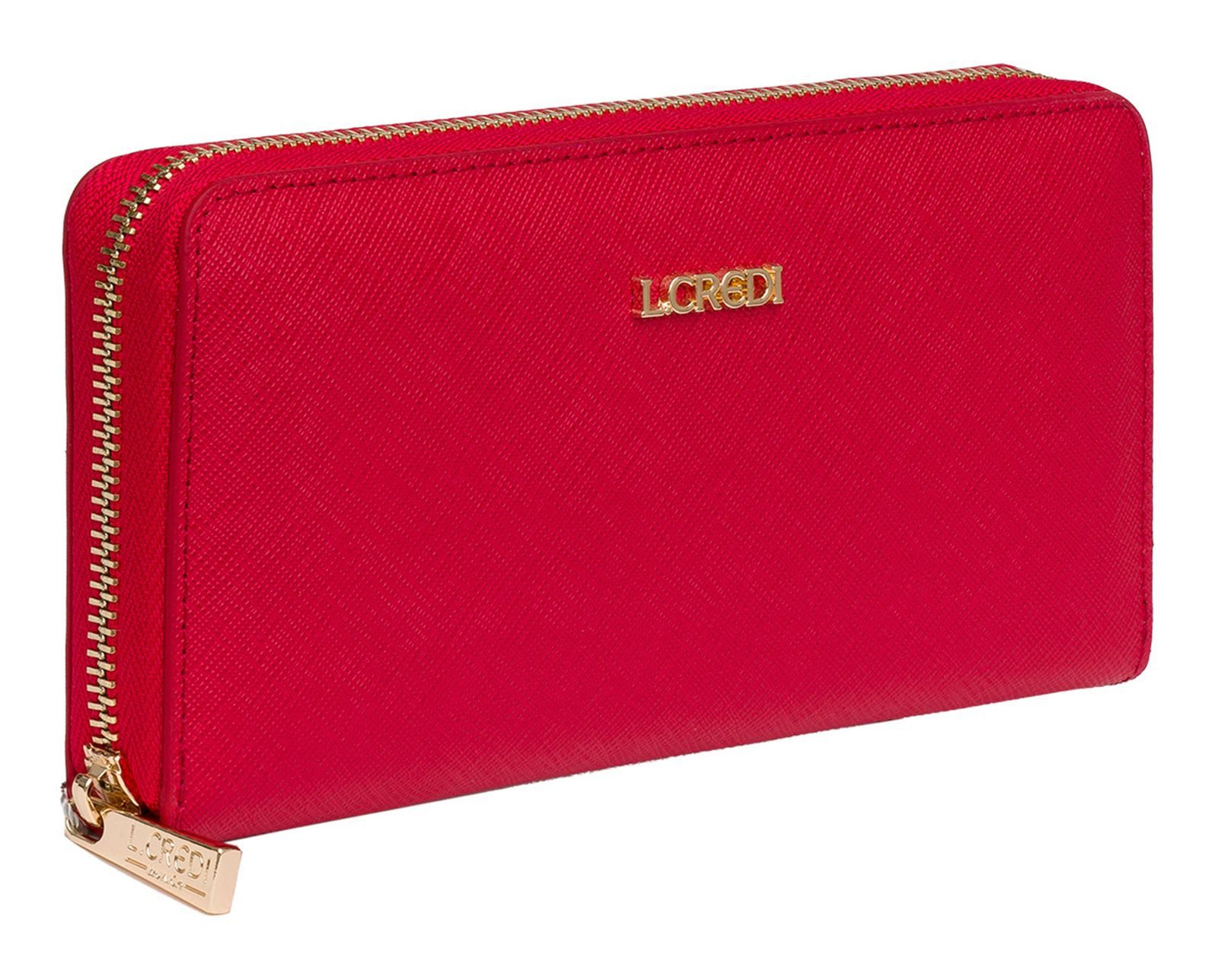 L. CREDI Geldbörse Zip Around Wallet, mit RFID-Blocker Schutz