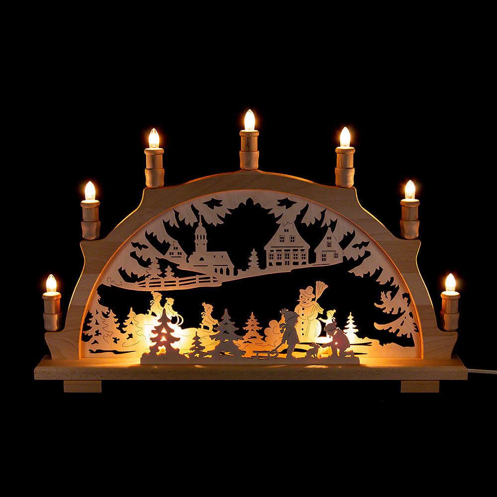 Lenk und Sohn Schwibbogen Schwibbogen Winterkinder (57x38cm) von Kunstgewerbe Lenk & Sohn