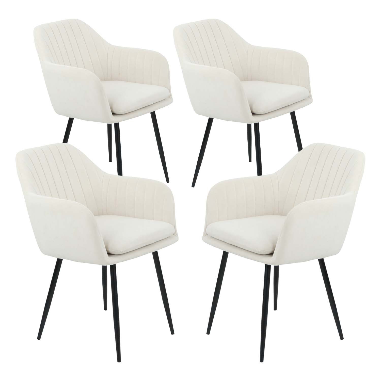 Möbel Stellbrink 4-Fußstuhl 4er Set Sesselstuhl Lia - Samtvelour Creme (4 St)