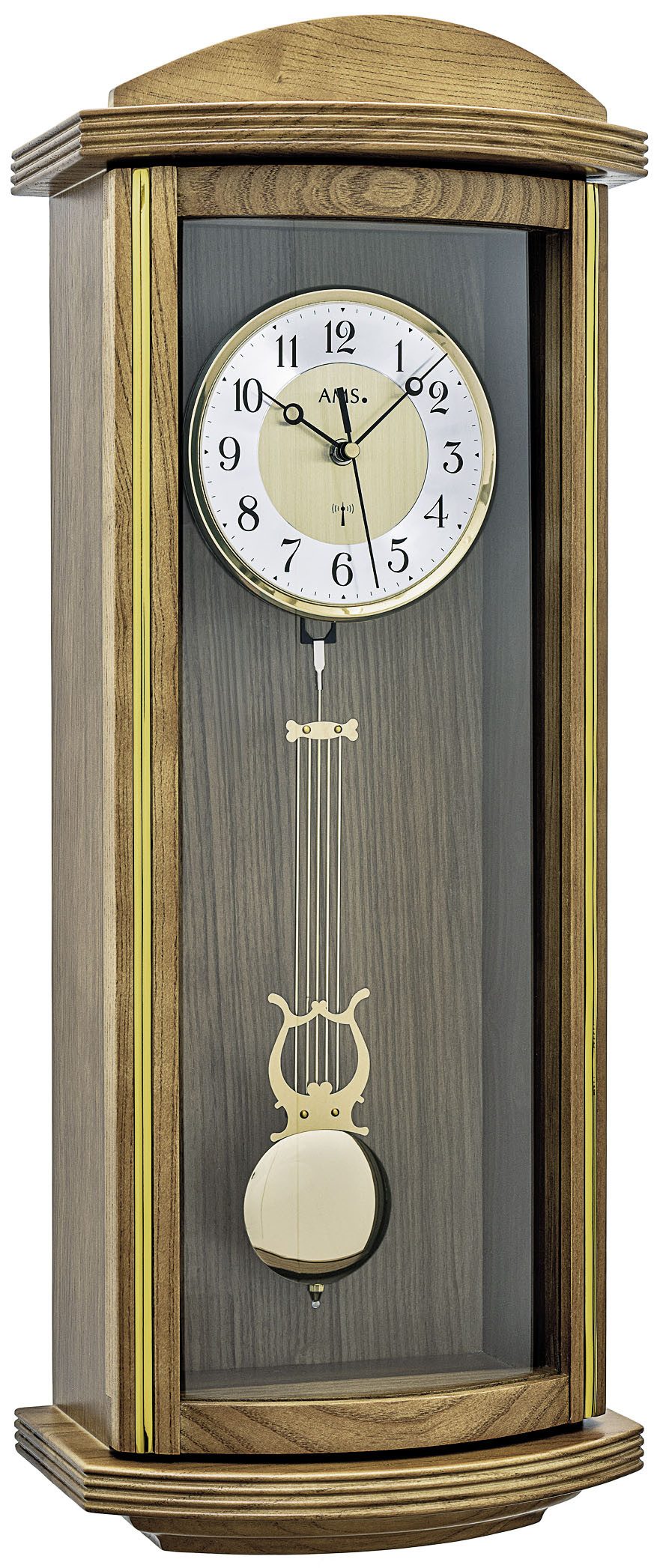 AMS Funk-Pendelwanduhr Westminster oder Bim Bam Melodie (automatische Nachtabschaltung)
