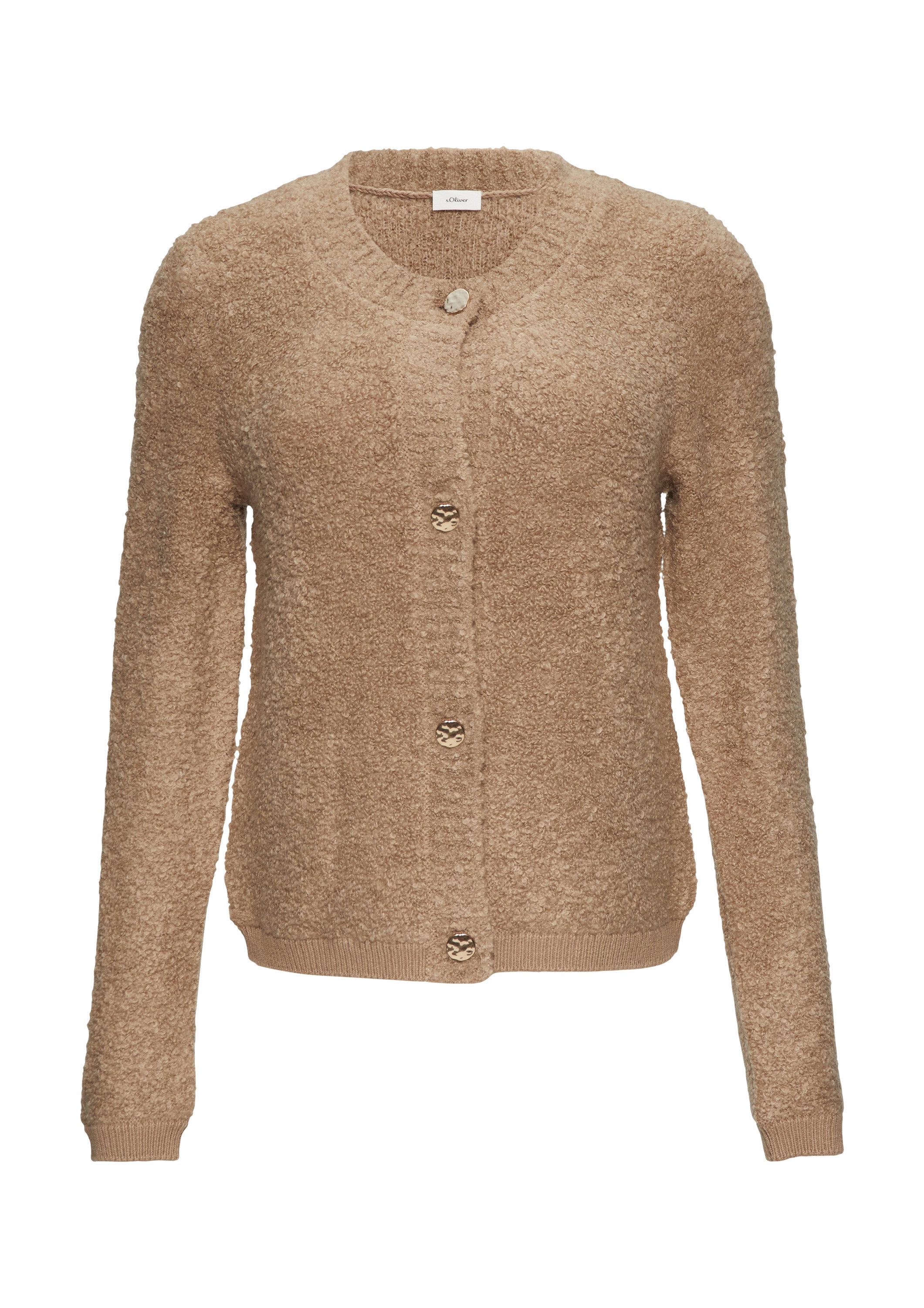 s.Oliver Cardigan Strickjacke Strickjacke aus Bouclé im Wollmix