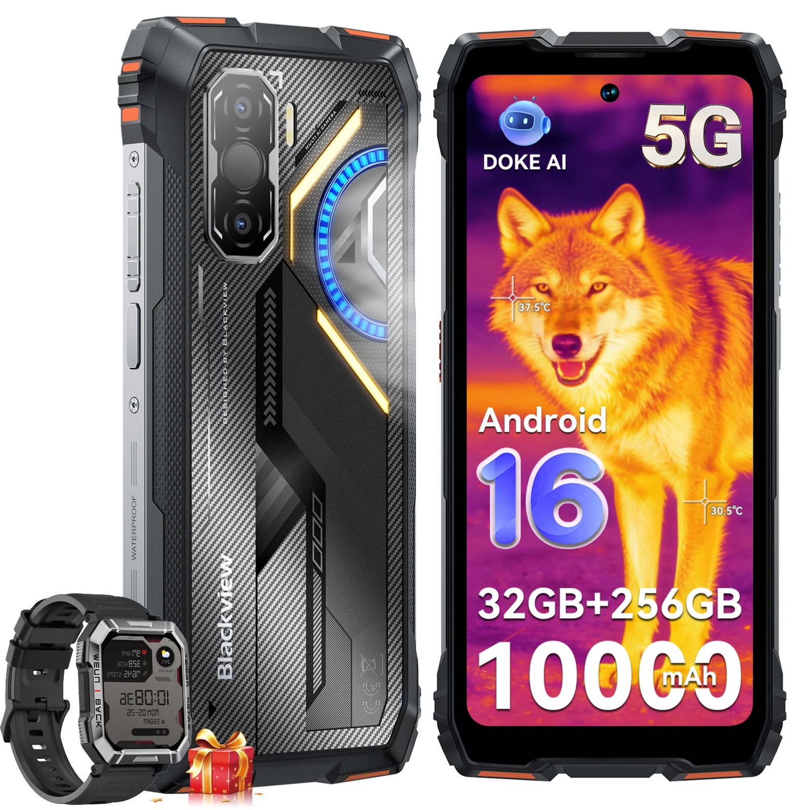 blackview ROCK 3 108MP, Wärmebildkamera, 10000mAh, 400lm LED inck.W60 Outdoor Smartphone (6,78 cm, 256 GB Speicherplatz, 108 MP Kamera, Android 16, 120Hz, 108MP, 10000mAh, Dual-SIM, NFC)