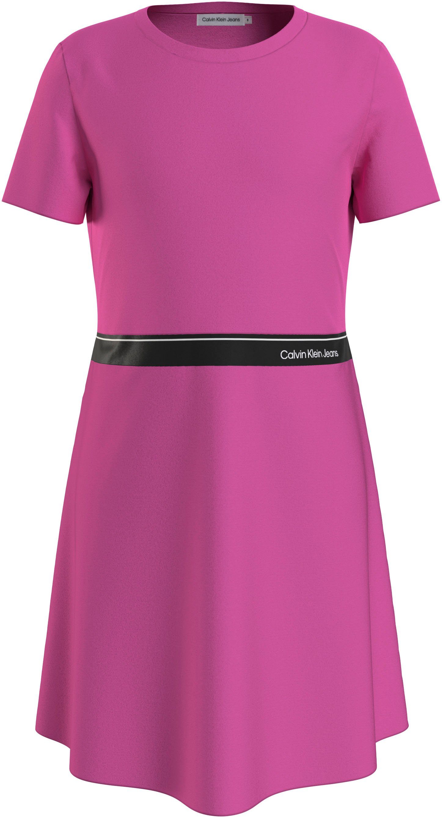 Calvin Klein Jeans Blusenkleid PUNTO LOGO TAPE SS DRESS mit Logoschriftzug Pink Amour