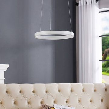 Arcchio LED-Hängeleuchte Albiona, dimmbar, LED-Leuchtmittel fest verbaut, warmweiß, Modern, Metall, Acryl, weiß, 1 flammig, inkl. Leuchtmittel
