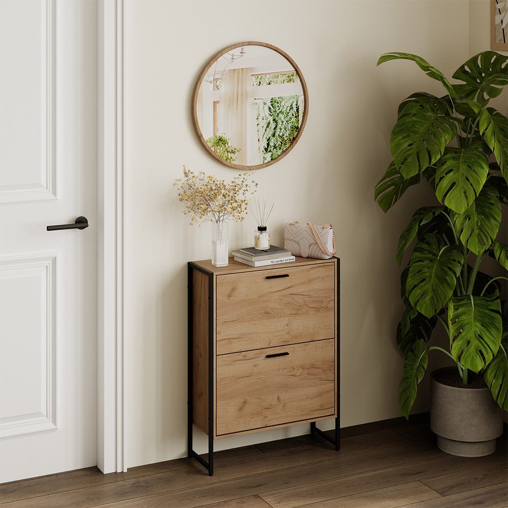 Vicco Schuhkipper Folda, Goldkraft Eiche/Schwarz/Schwarz, 63 x 83 cm mit 2 günstig online kaufen