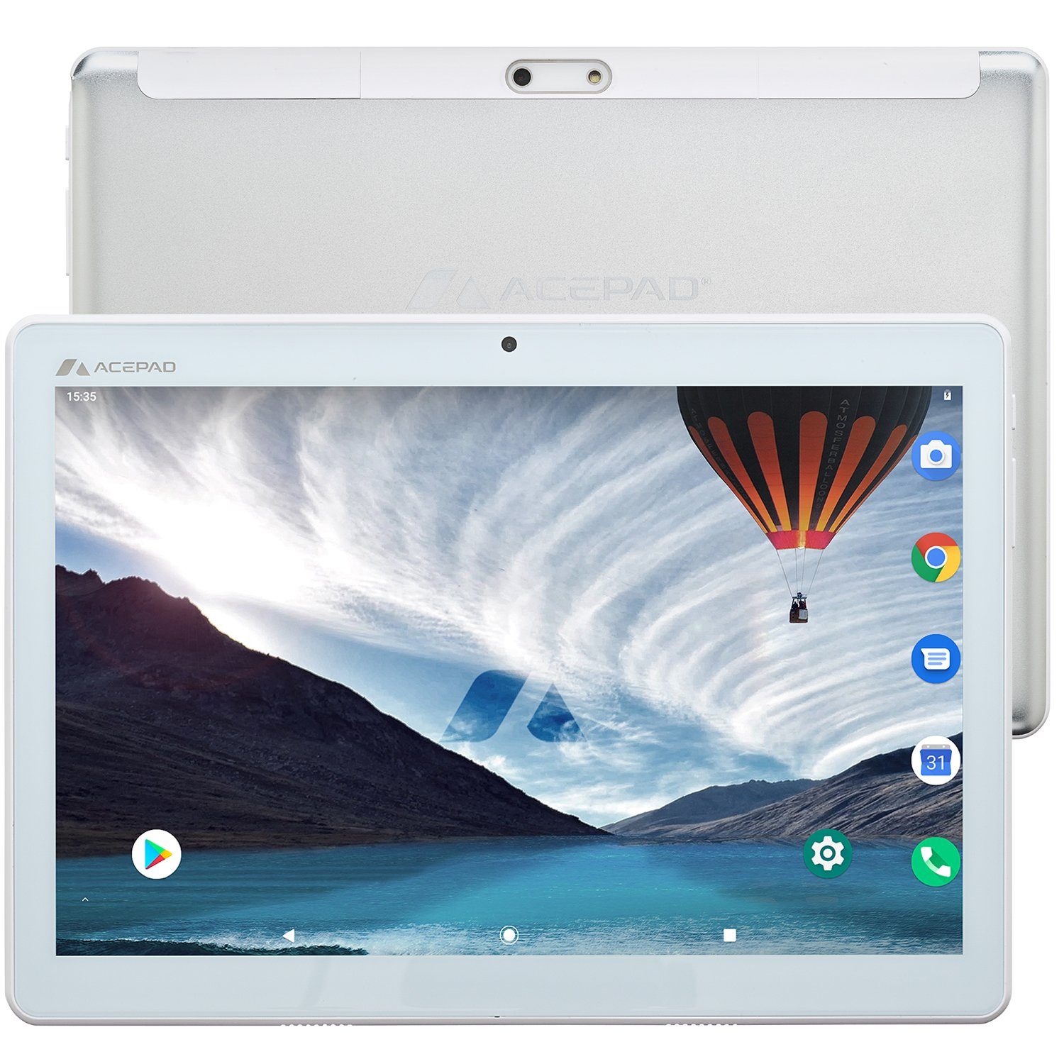 Full-HD (10.1", mit USB-Tastaturtasche) v2024 6GB 128 Android, 4G GB, 10", Acepad A145T Tablet Ram, FHD USB-Tastatur mit Wi-Fi, Weiß 1920x1200, (LTE),