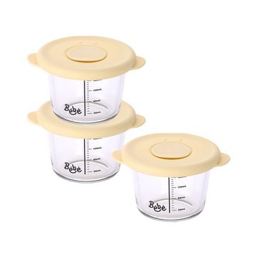 NEOFLAM® Vorratsglas BÉBÉ Babynahrungsbehälter 3er Set - 230ml Gelb, Borosilikatglas, Silikon, (1-tlg)