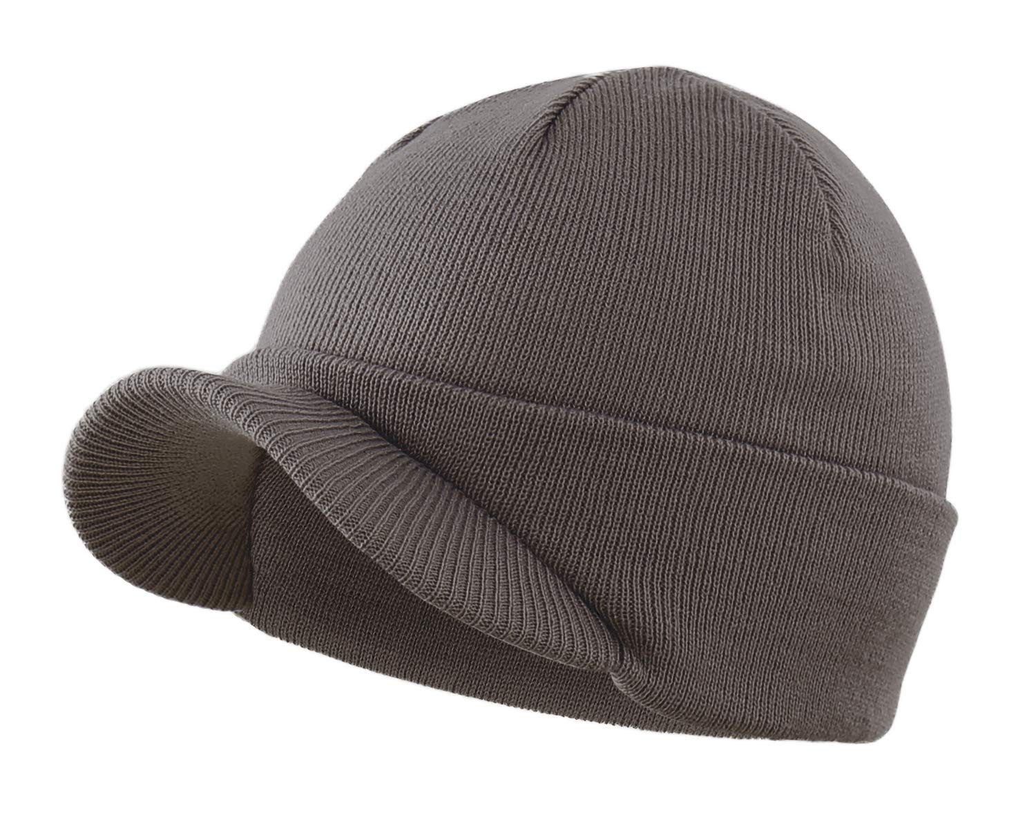 Oemmn Strickmütze Herren-Wintermütze mit Schirm, Wintermütze Ohrenklappen Herren warme Strickmütze mit doppeltem Umschlag, Beanie, Watch-Cap