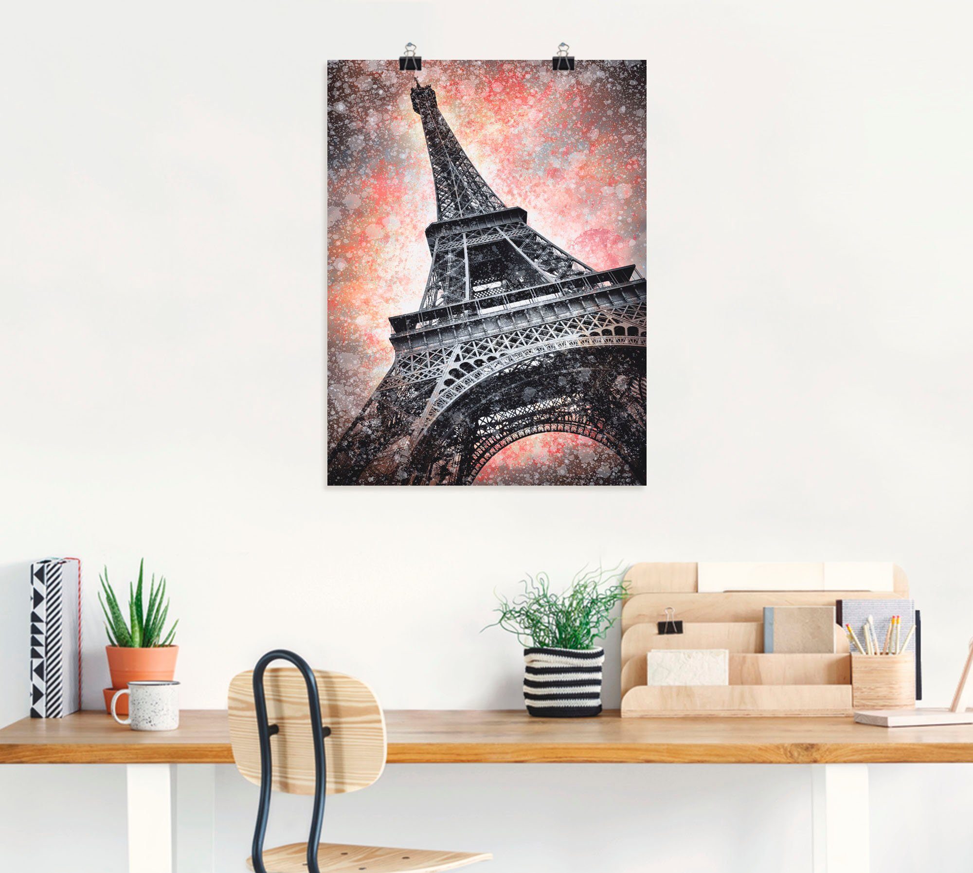 Eiffelturm, Größen Gebäude St), Leinwandbild, Artland Modern Wandbild Wandaufkleber Alubild, als Art versch. (1 Poster in oder