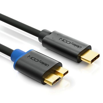 deleyCON deleyCON 3m USB C Kabel Datenkabel Ladekabel USB 3.0 microUSB zu Smartphone-Kabel