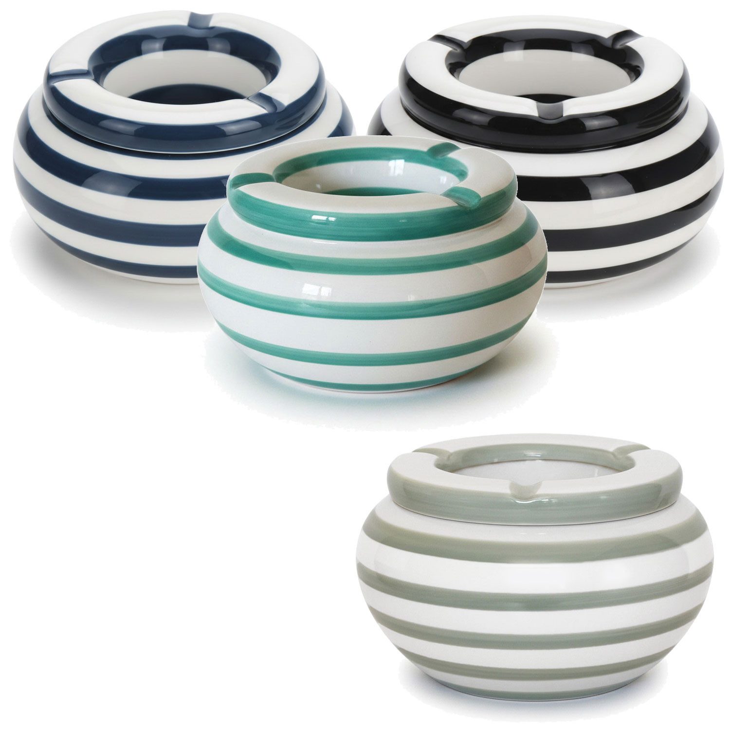 LS-LebenStil Aschenbecher XL Sturmaschenbecher 14x9cm Grau Weiß Windaschenbecher, Windaschenbecher Ashtray Tischaschenbecher Garten Balkon Deko