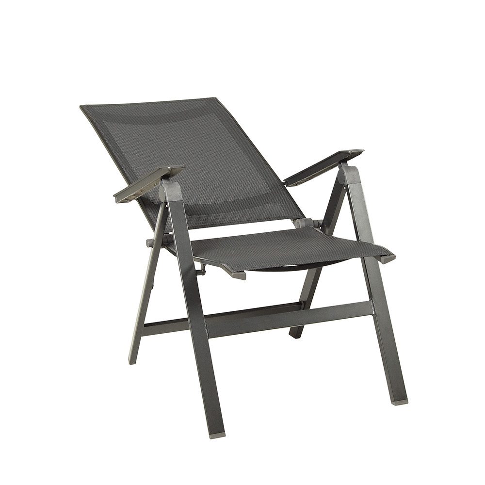 acamp Klappstuhl Moderner Aluminium Outdoor Stuhl für Balkon & Terrasse (ergonomisch geformte Sitzfläche, rostfrei, modern), Klappstuhl, Aluminium Gartenstuhl, grau, B 56cm, H 88cm, T 65cm