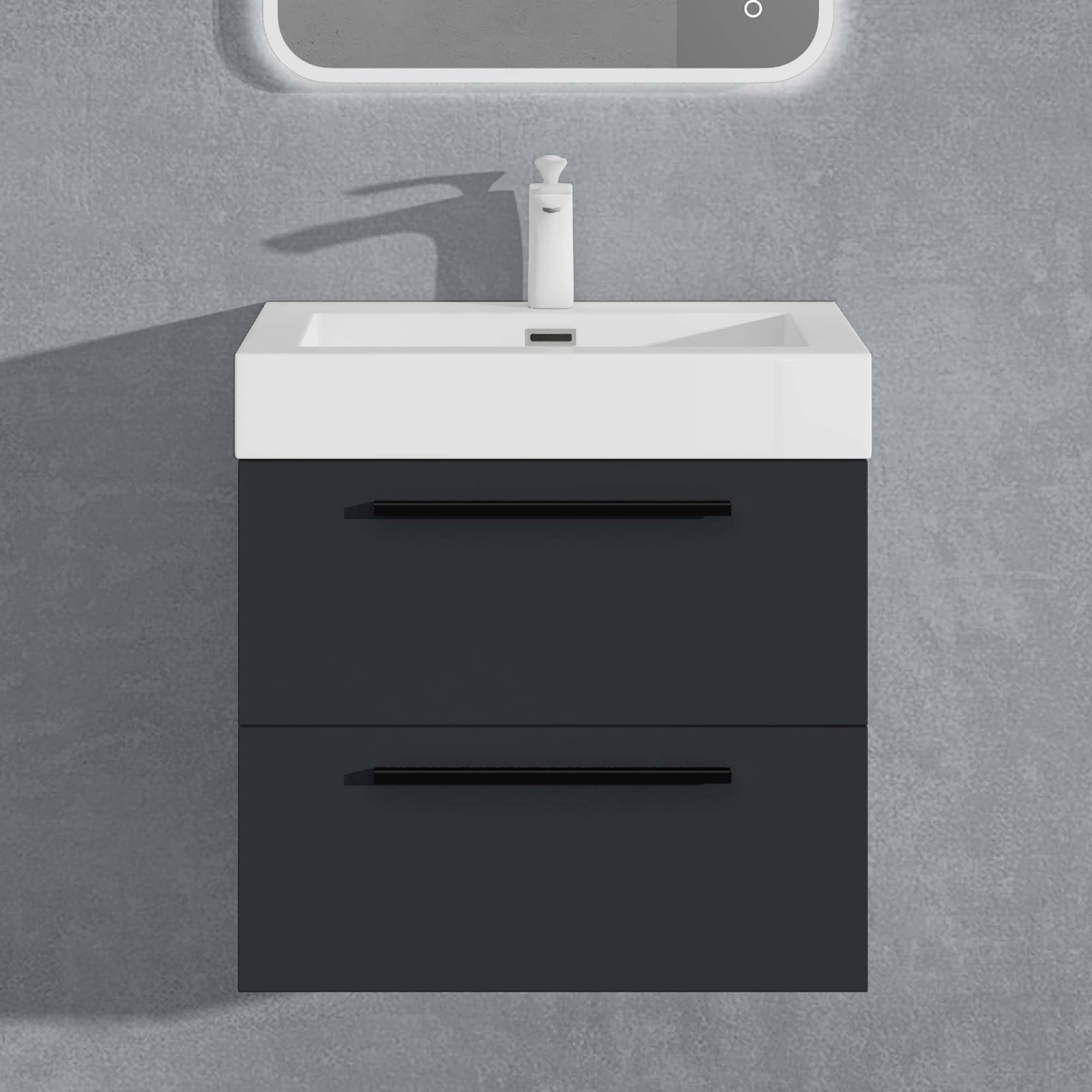 doporro Badezimmer-Set Badmöbel-Set Quadratto Waschbeckenunterschrank Wasch günstig online kaufen