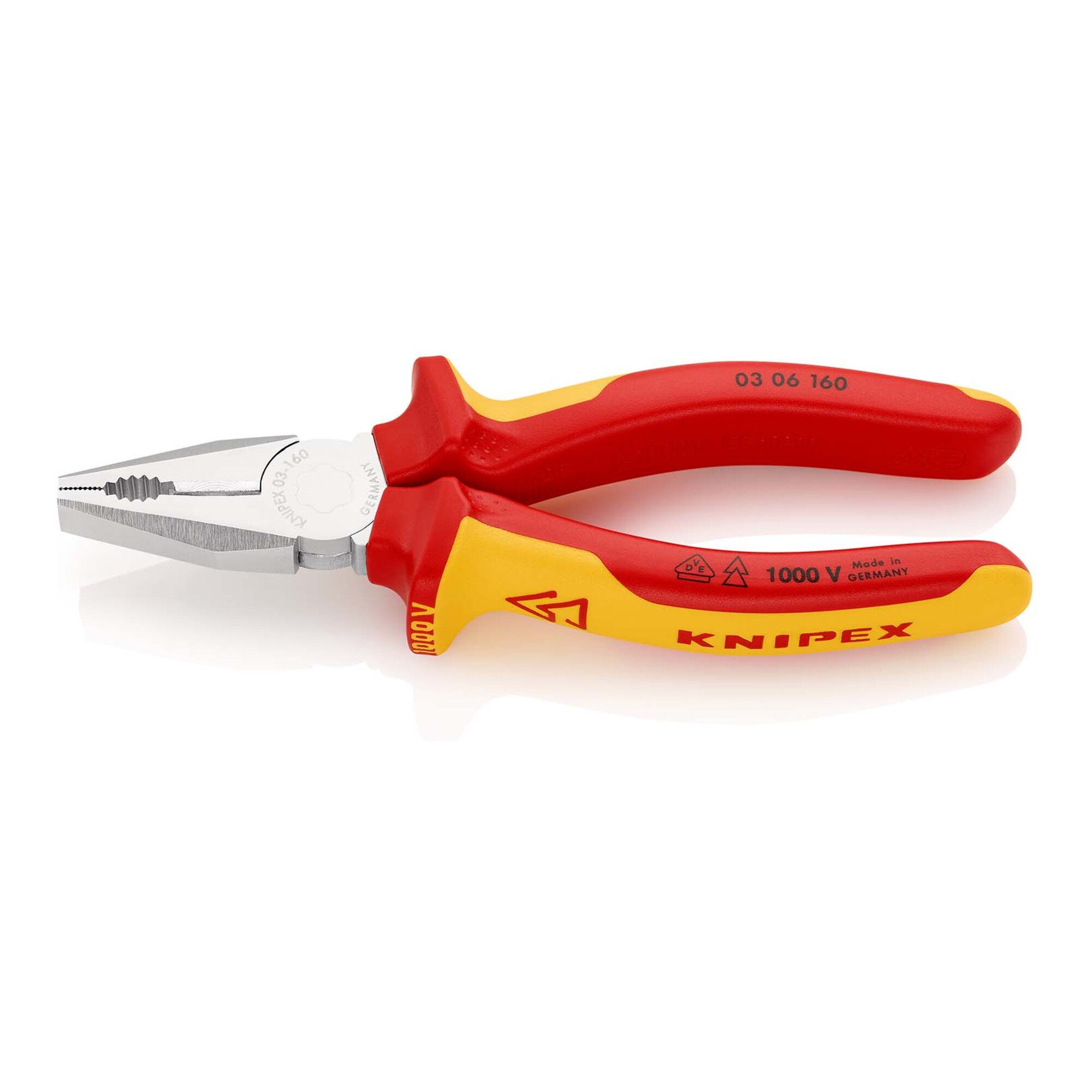Knipex Kombizange KNIPEX 03 06 160 Kombizange isoliert mit Mehrkomponenten-Hüllen, VDE-g