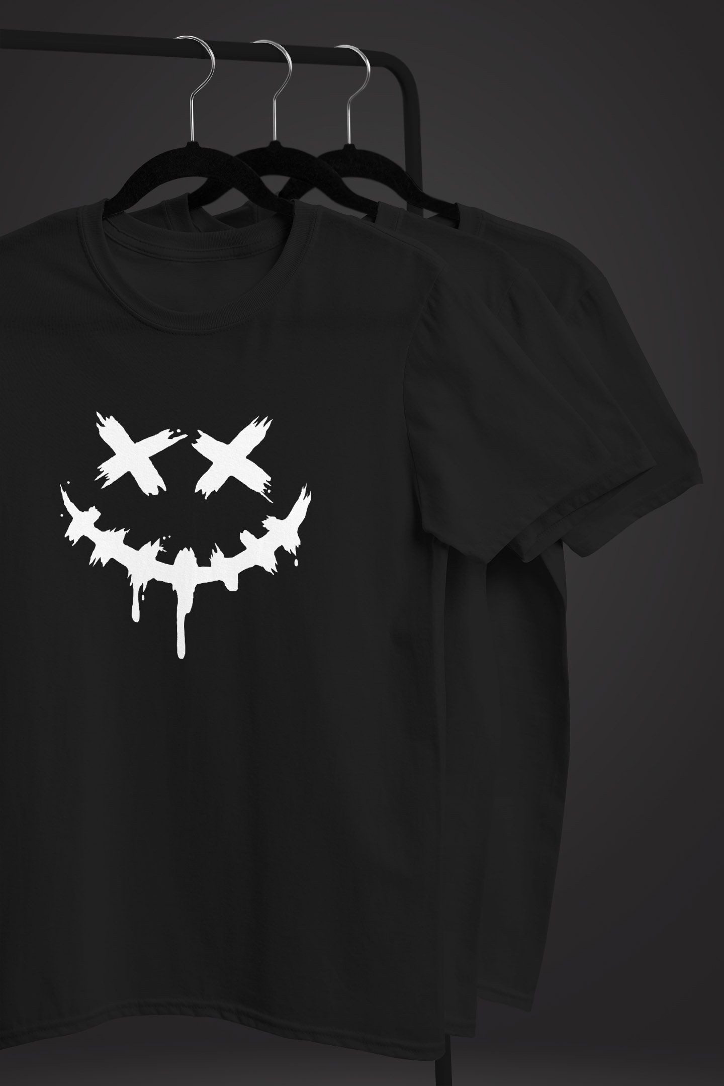 Neverless Print-Shirt Herren T-Shirt Bedruckt Techwear Fashion Streetstyle Smiling Face mit Print