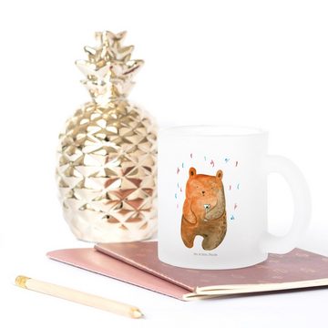 Mr. & Mrs. Panda Teeglas Bär Party - Transparent - Geschenk, Tasse, Teetasse aus Glas, Tasse m, Premium Glas, Satinierte Oberfläche