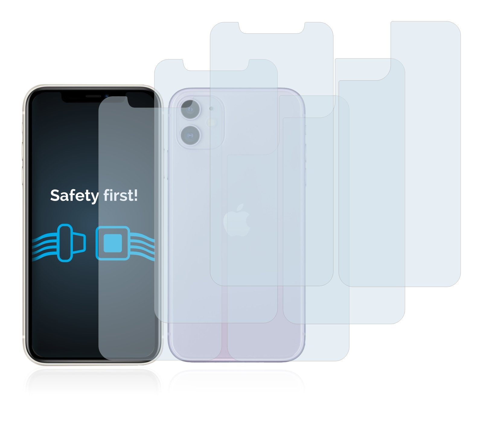 Savvies »für Apple iPhone 11 (Display+Rückseite)« für Apple iPhone 11 ( Display+Rückseite), Displayschutzfolie, 6 Stück, Folie Schutzfolie klar