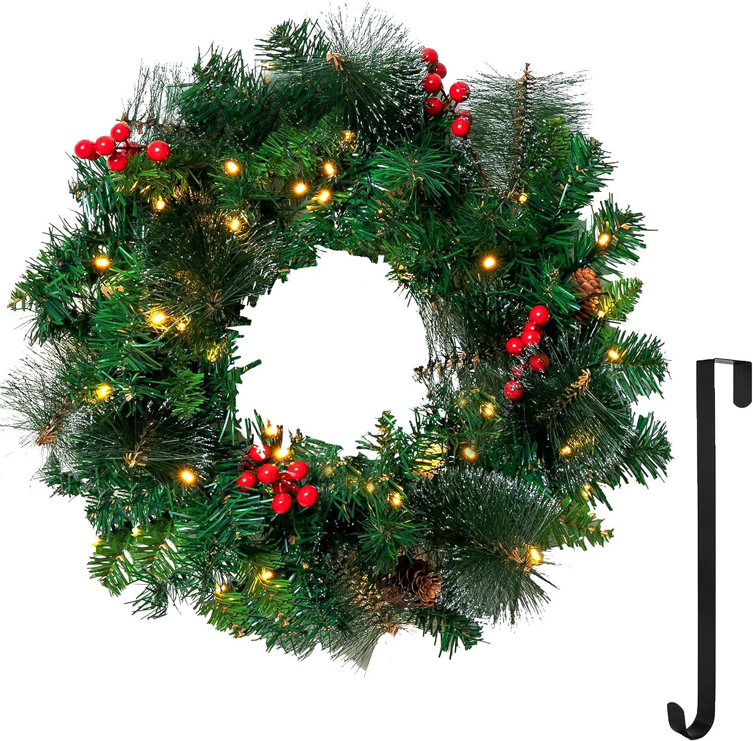 Joiedomi Dekokranz Joiedomi Künstlicher Weihnachtskranz, mit 50 LED-Lichtern, dekoriert