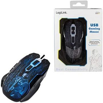 LogiLink Beleuchtete Gaming-Maus, USB, 6 Tasten, für PC und Computer Maus- und Mauspad-Set
