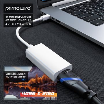 Primewire Audio- & Video-Adapter Mini DisplayPort zu HDMI, 10 cm, Ultra HD 4k MiniDP zu HDMI Buchse Monitor Konverter / Adapterkabel
