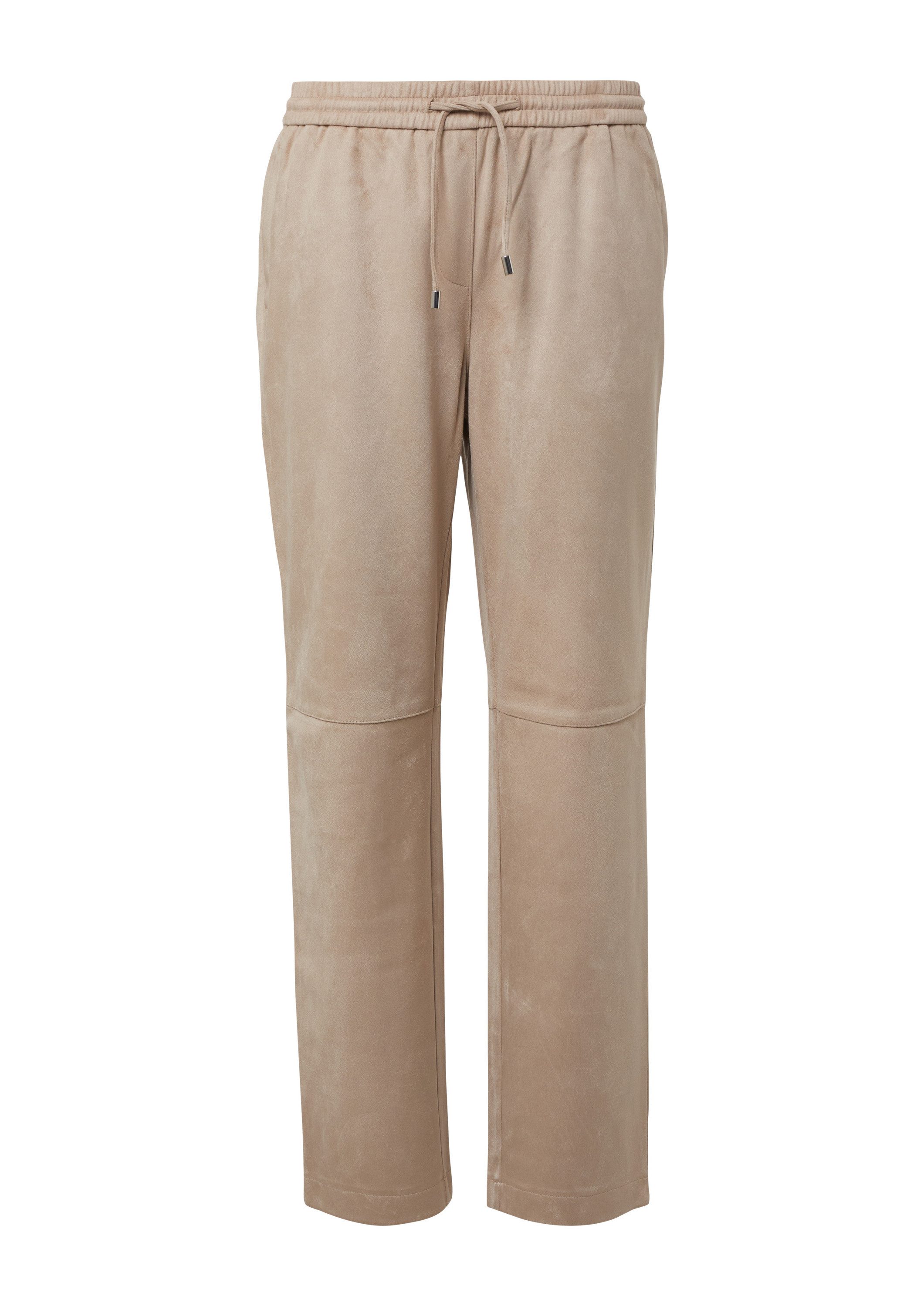 comma Jogginghose Hose Jogpants in Veloursleder-Optik