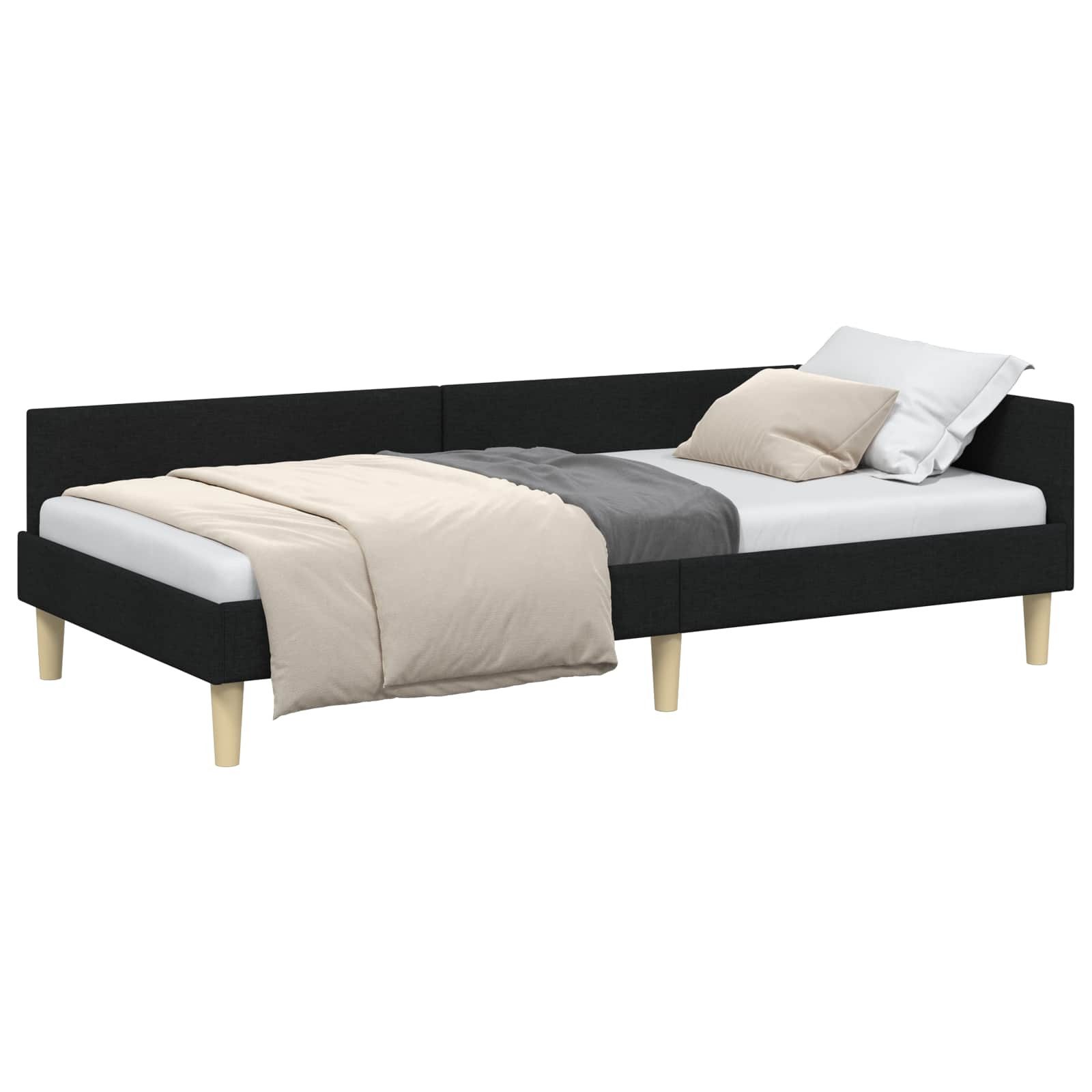 vidaXL Bett Eckbettgestell mit Kopfteil Schwarz 80 x 200 cm Stoff (1-tlg) günstig online kaufen