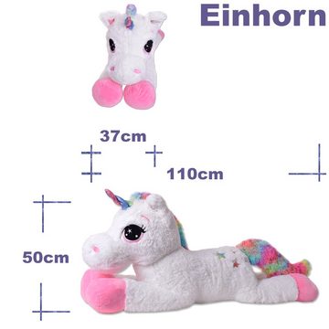 Kuscheltier großes XXL Einhorn Plüscheinhorn Plüschtier Stofftier Unicorn 110cm we