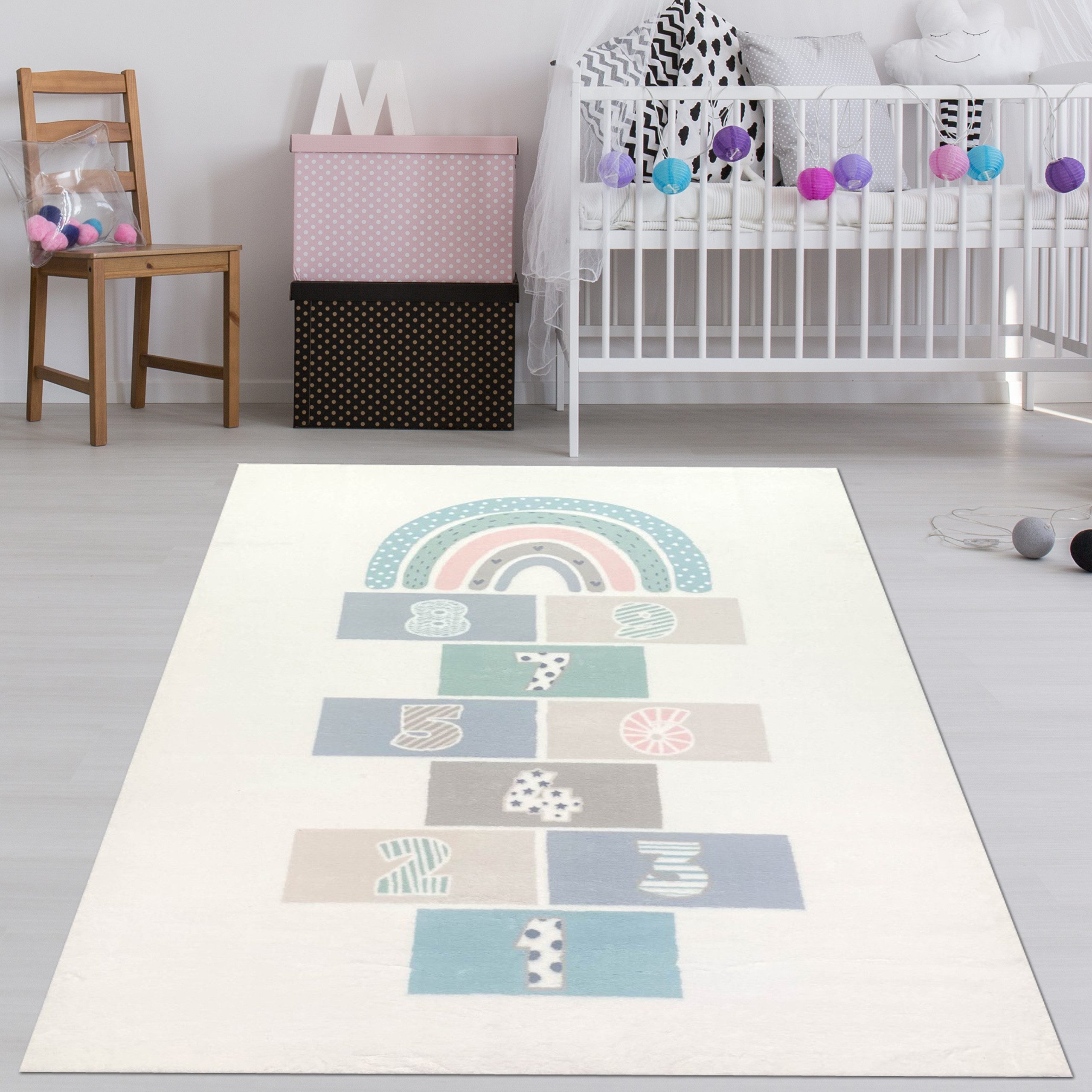 TeppichHome24 Kinderteppich Kinderzimmer Teppich mit Hupfspiel-Muster günstig online kaufen