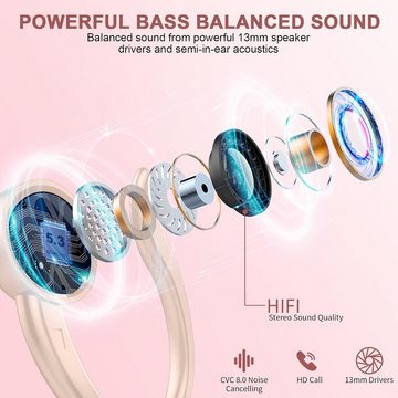 Kuizil Kabellos mit 2 ENC Mikrofon für HD Anruf, Bloototh 5.3 Bass Boosted In-Ear-Kopfhörer (Kristallklare Gespräche dank aktiver Geräuschunterdrückung und hochsensibler Mikrofone., mit 48H USB C Ladekoffer LED Anzeige, IP7 Wasserdicht Earbuds Lauf)