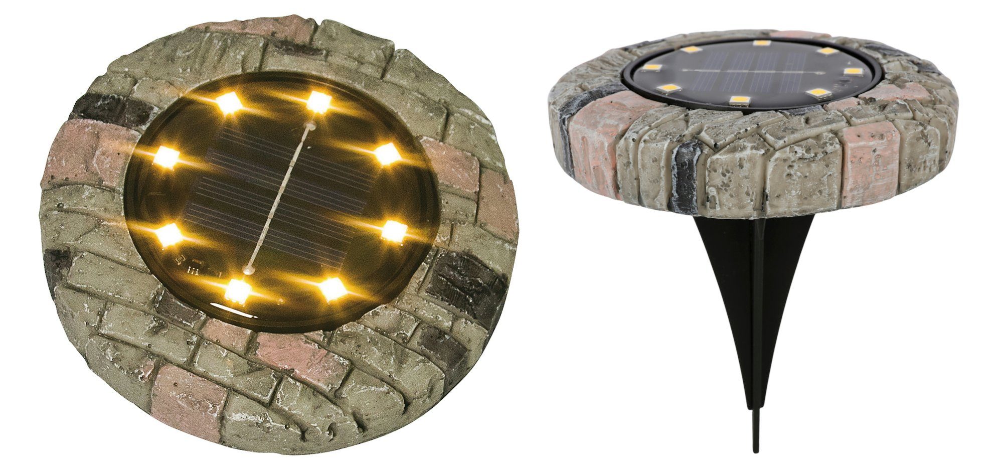 Gartenleuchte LED Solarleuchte Steinoptik warmweiß Gartenleuchte Leuchtstein Gartend