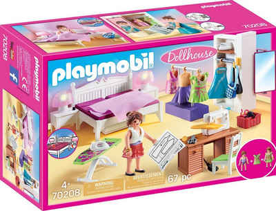 Playmobil® Konstruktions-Spielset »Schlafzimmer mit Nähecke (70208), Dollhouse«, (67 St), Made in Germany