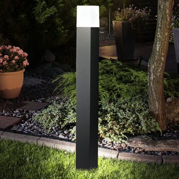 etc-shop LED Außen-Stehlampe, Leuchtmittel inklusive, Warmweiß, Außen Steh Lampe ALU Grundstück Stand Sockel Leuchte Garten