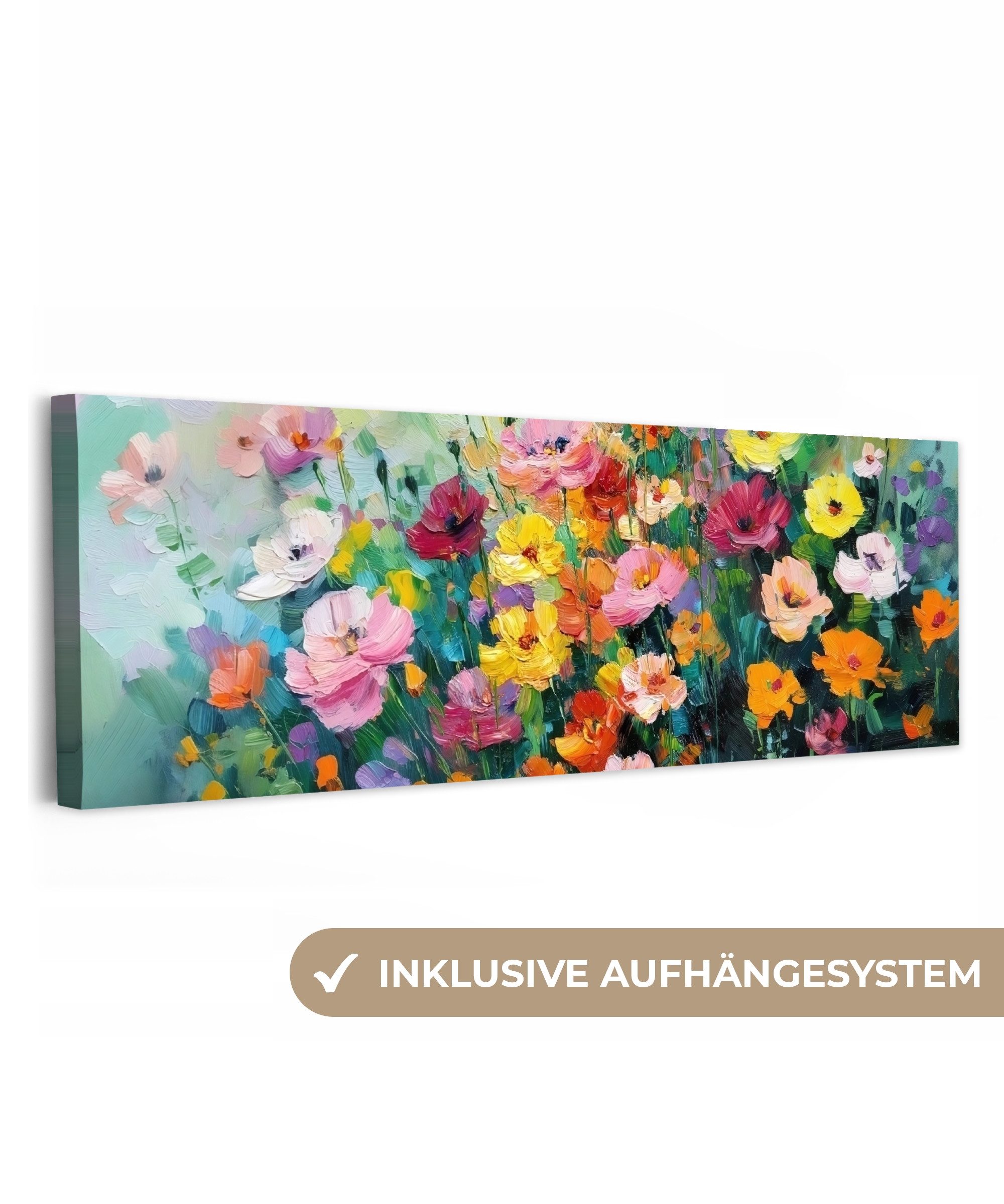60x20 OneMillionCanvasses® Leinwandbild Panorama Fröhliches Bouquet ...