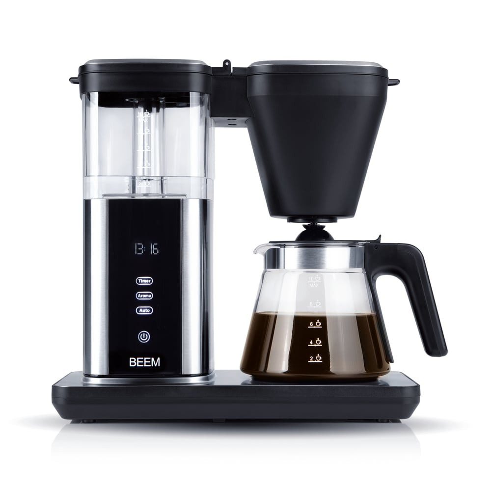 BEEM Filterkaffeemaschine BEEM DIRECT-BREW Filterkaffeemaschine 1,25L Glaskanne max. 10 Tassen Aroma-Plus Warmhaltefunktion 24H-Timer Touch-Display Brühtemperatur 92-96 °C