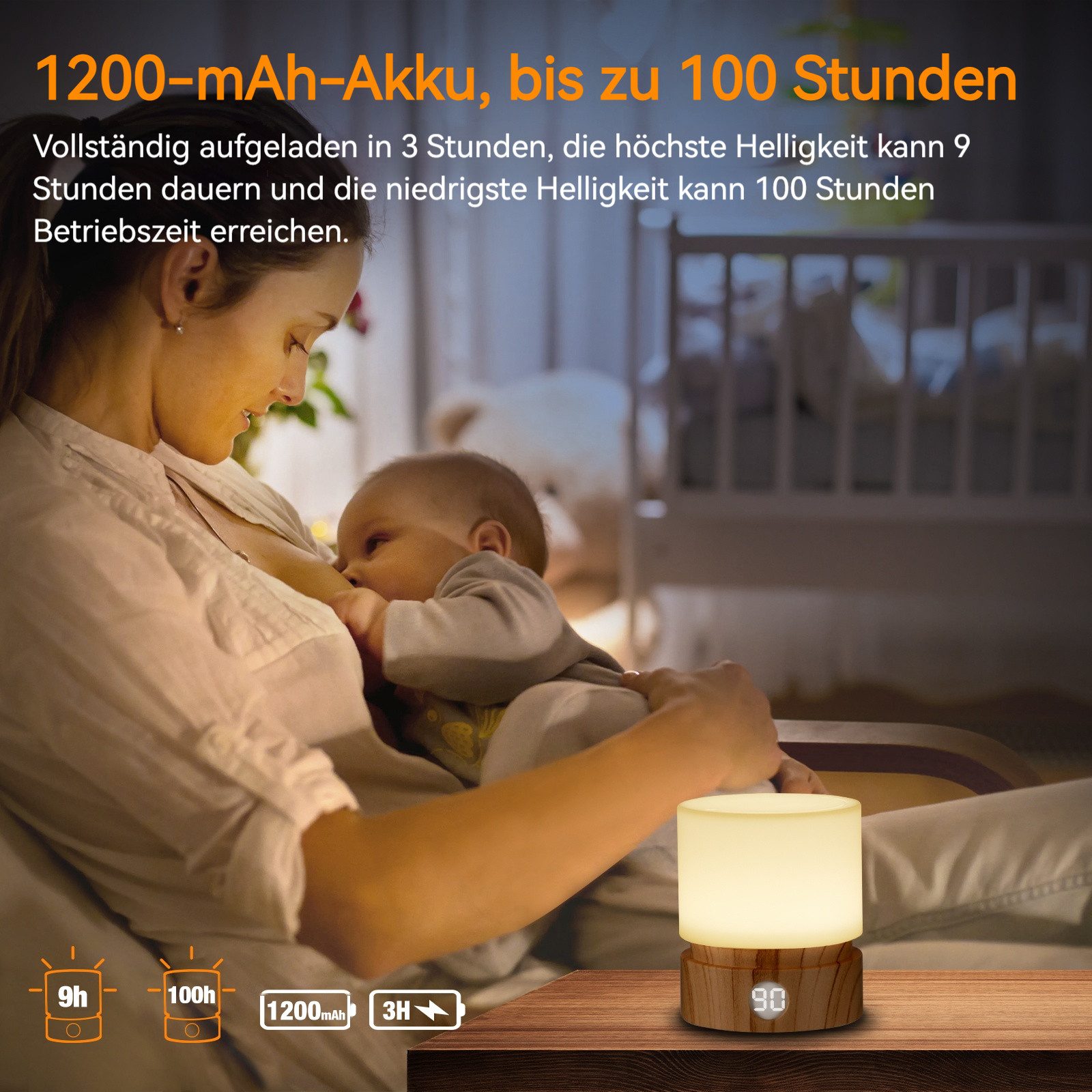 BlingBin LED Nachttischlampe Timer-Nachtlicht, dimmbare LED-Nachttischlampe günstig online kaufen