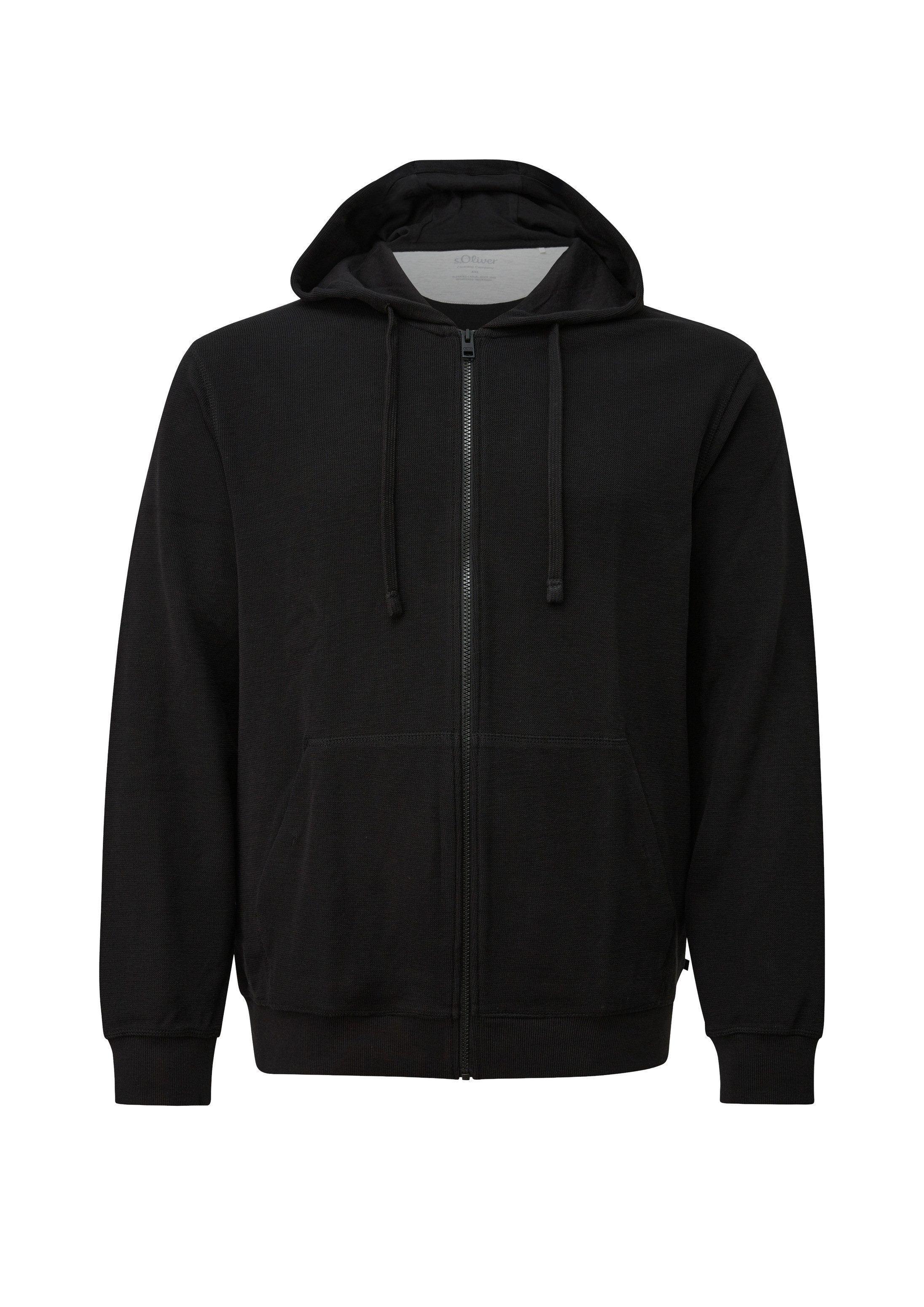 s.Oliver Sweatjacke Sweatshirt Jacke Kapuzensweatjacke in Waffelpiqué