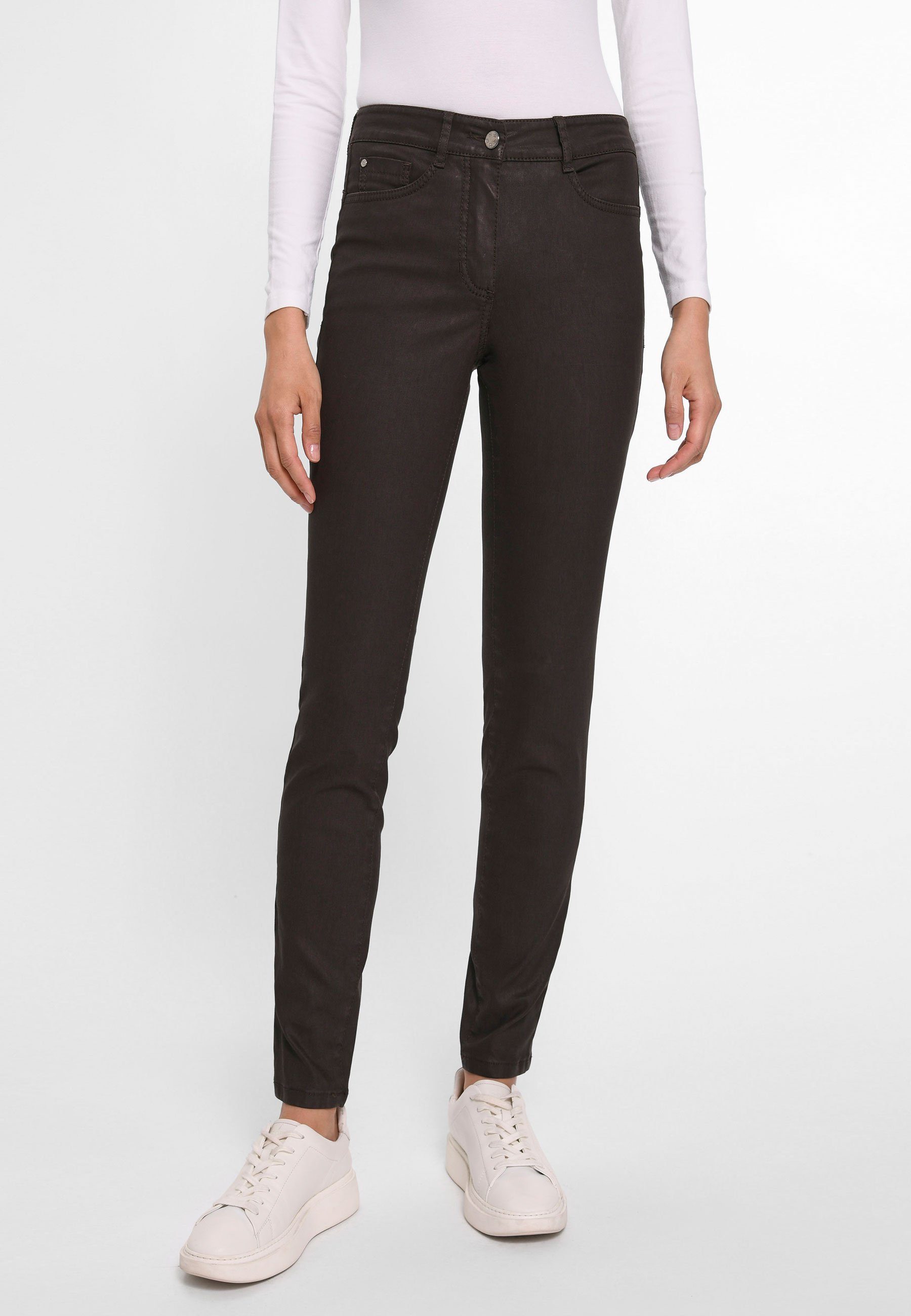 5-Pocket-Jeans dunkelbraun Taschen Cotton Basler mit