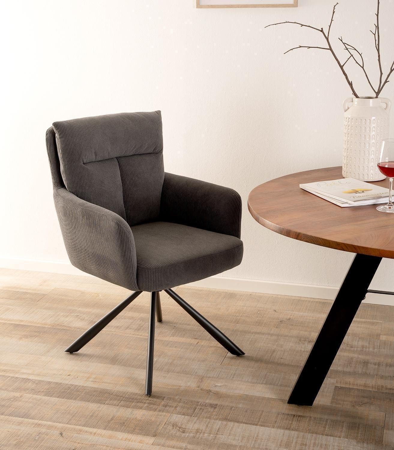 Home4You Polsterstuhl, Dunkelgrau, Cordbezug, Metallgestell, (Set, 2 St), 1 günstig online kaufen