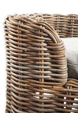 Kobolo Tierkorb Tierbett - aus Rattan in kubu grey - mit Kissen