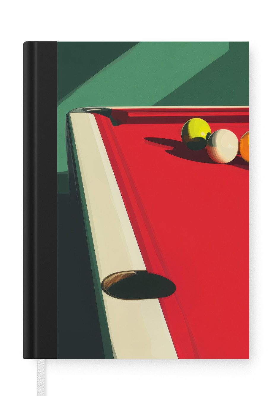 MuchoWow Notizbuch Billardtisch - Kugeln - Rot - Schatten, Notebook, Notizblock a5, Tagebuch, Journal Liniert
