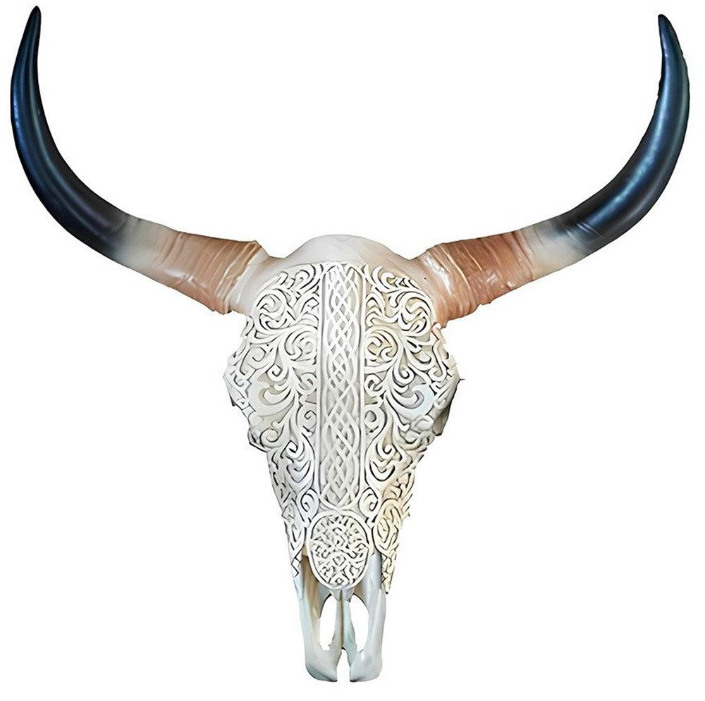Xlmoebel Wanddekoobjekt Rustikaler Wasserbüffel Schädel aus hochwertigem Material (Skulptur N102-65cm), Hergestellt in Europa