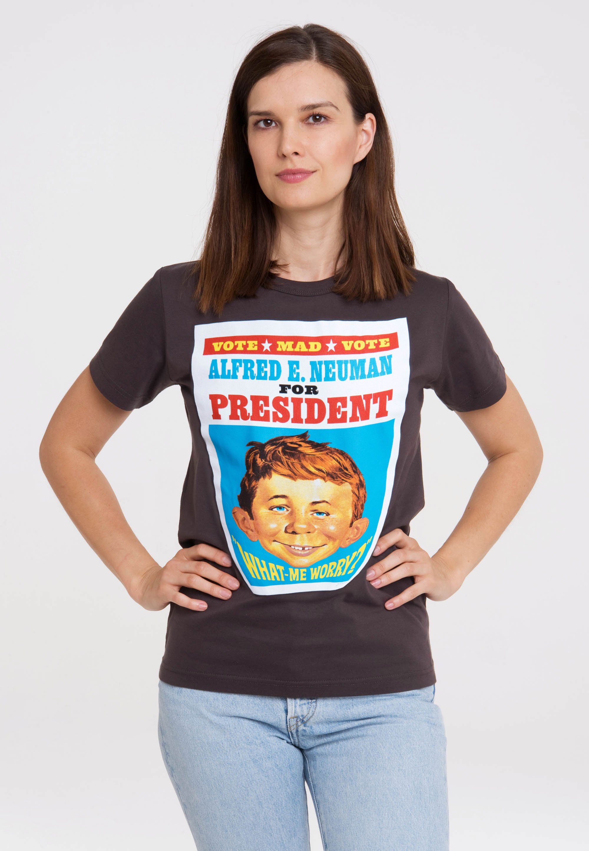 LOGOSHIRT T-Shirt Mad - Alfred E. Neumann For President mit coolem Print