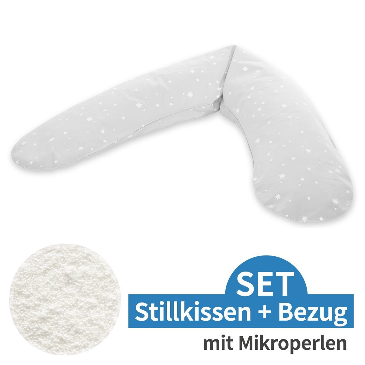 Theraline Stillkissen Dodo Mikroperlen-Füllung - Sternchen - Grau, Lagerung günstig online kaufen