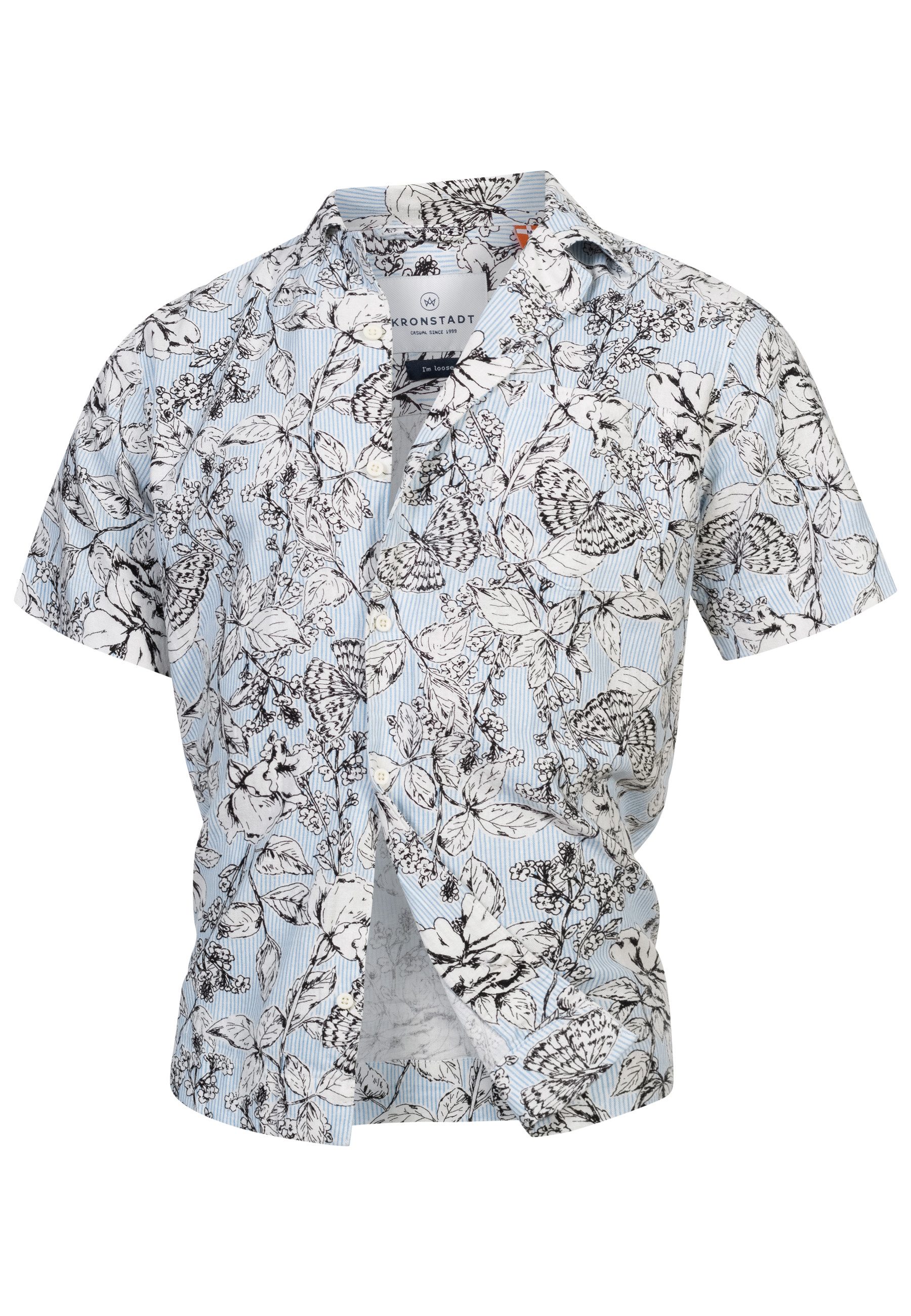 Kronstadt Kurzarmhemd Herren KSBridge Herrenhemd Kurzarm luftig-leicht aus Leinenmischgewebe