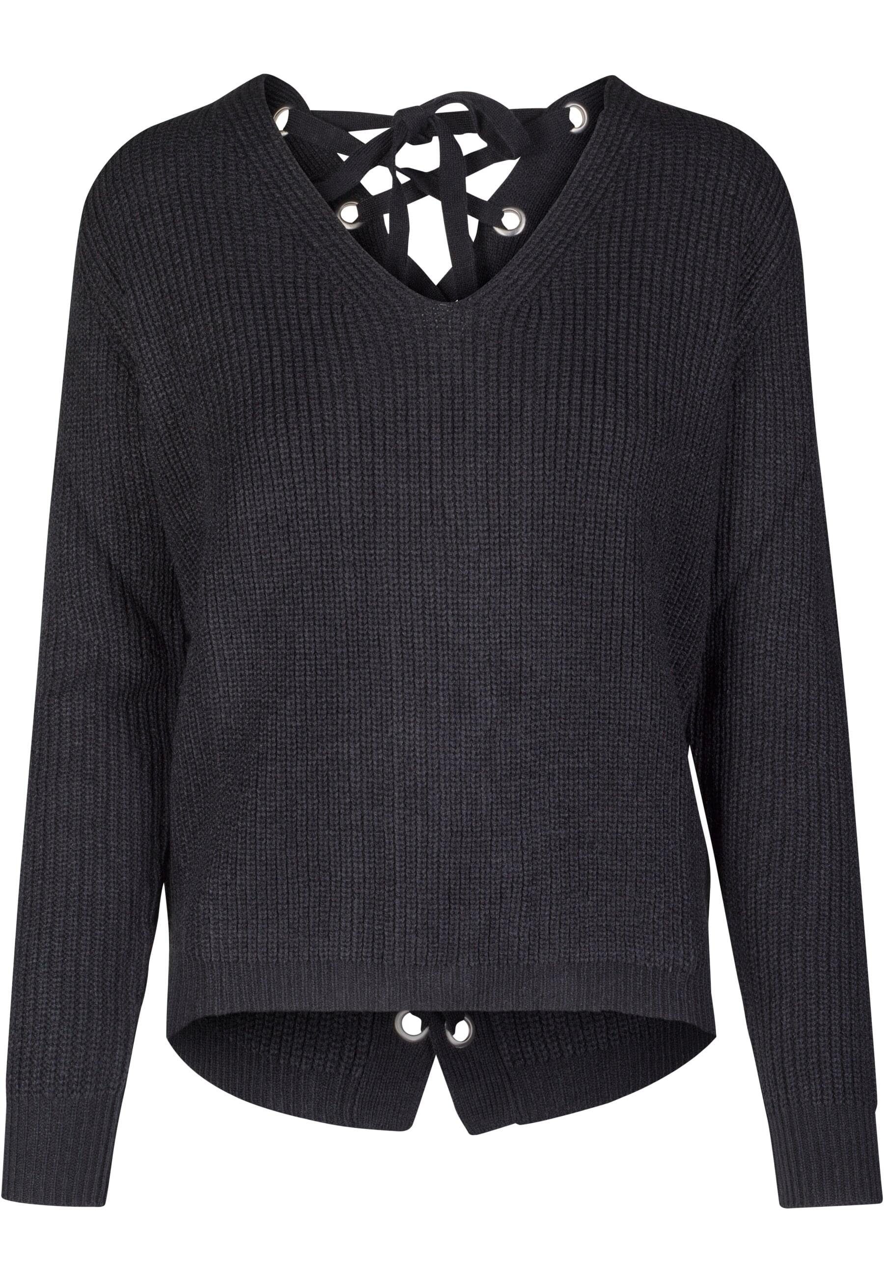 URBAN CLASSICS Rundhalspullover Urban Classics Damen Ladies Back Lace Up Sw günstig online kaufen