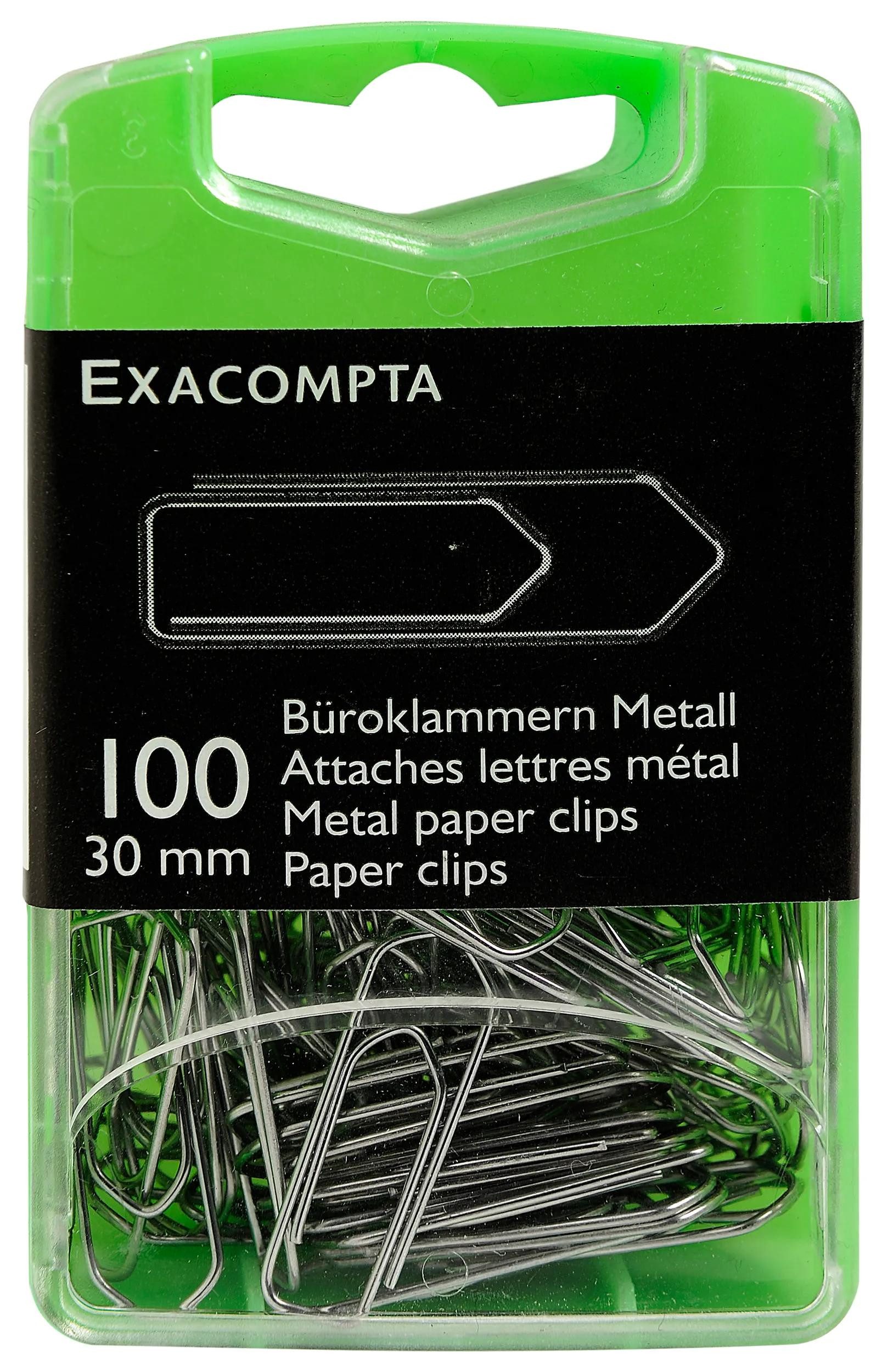 Magnet 5x Box mit 100 Stück Metall Büroklammern, 30mm - Silber - 14746E