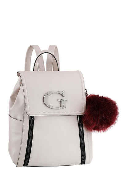 Guess Cityrucksack »Karola Large Backpack«, mit tendiger Kunstfell Bommel Guess Cityrucksack »Karola Large Backpack«, mit tendiger Kunstfell Bommel